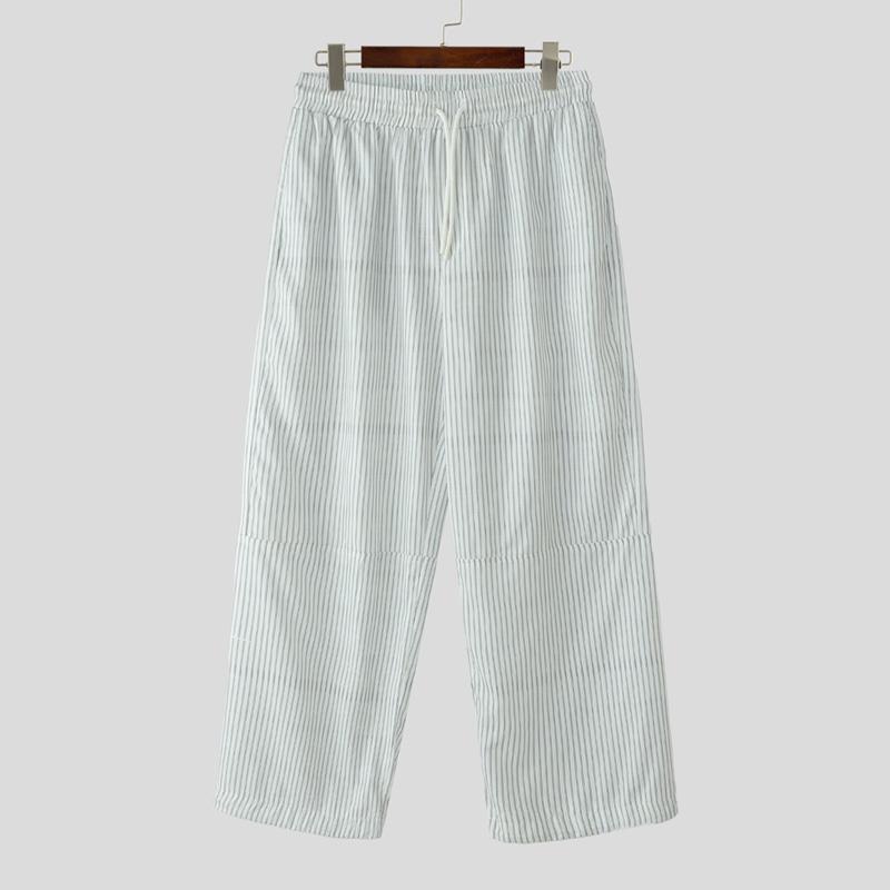 

INCERUN Мужские брюки с полосатым принтом, повседневные, с эластичной талией, длинные S белый