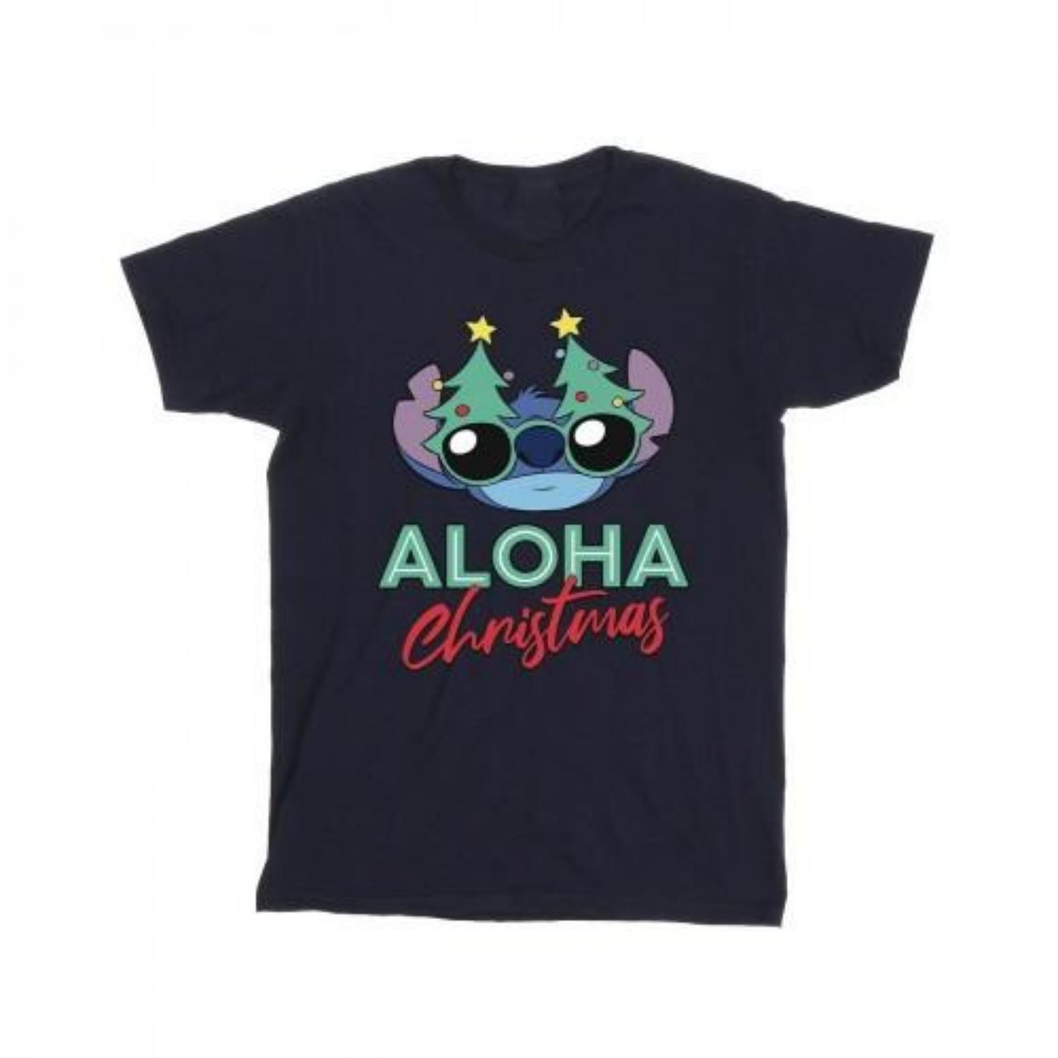 Disney Mens Lilo And Stitch Christmas Tree Shades T-Shirt S чёрный