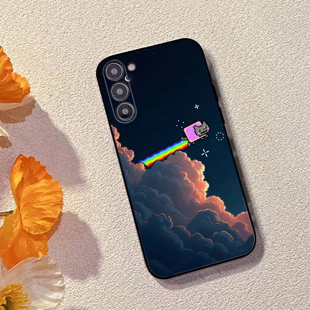 Cute N-Nyan Cat Phone Case Silicone Soft For Samsung Galaxy A73,A72,A71,A70,A53,A52,A51