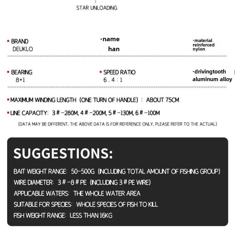 DEUKIO Ny agn fiskesnelle 8+1BB 6.4:1 høyhastighets langdistanse forsvarsfiskesnelle Ferskvann sjøvann Sakterystende jernplate fiskesnelle