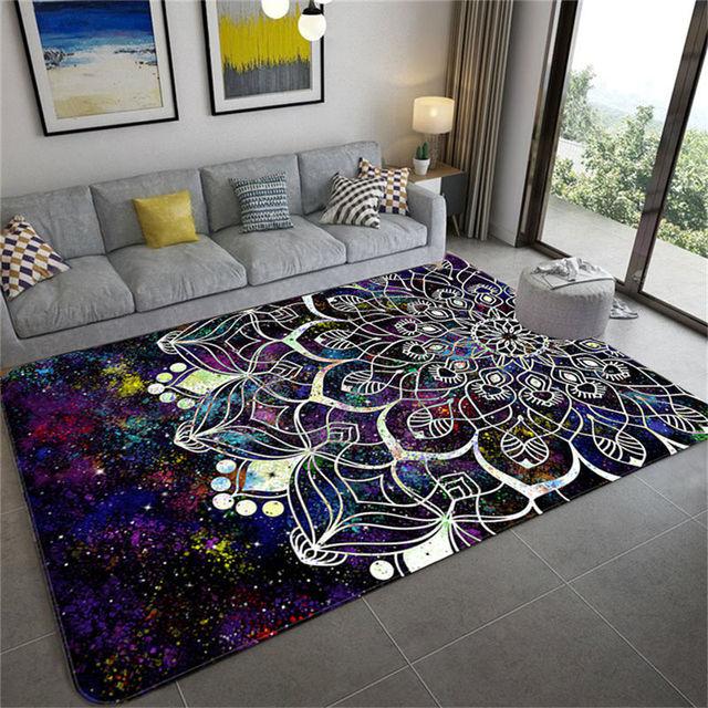 Nordisch Bunt Sternenhimmel Mandala Großer Teppich Floral Teppich für Wohnzimmer Schlafzimmer Flur Fußmatte Alfombras