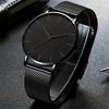 Fashion Mens Business Black Watches Luxury Stainless Steel Ultra Thin Mesh Belt Quartz Men Wrist Watch Casual Classic Male Watch