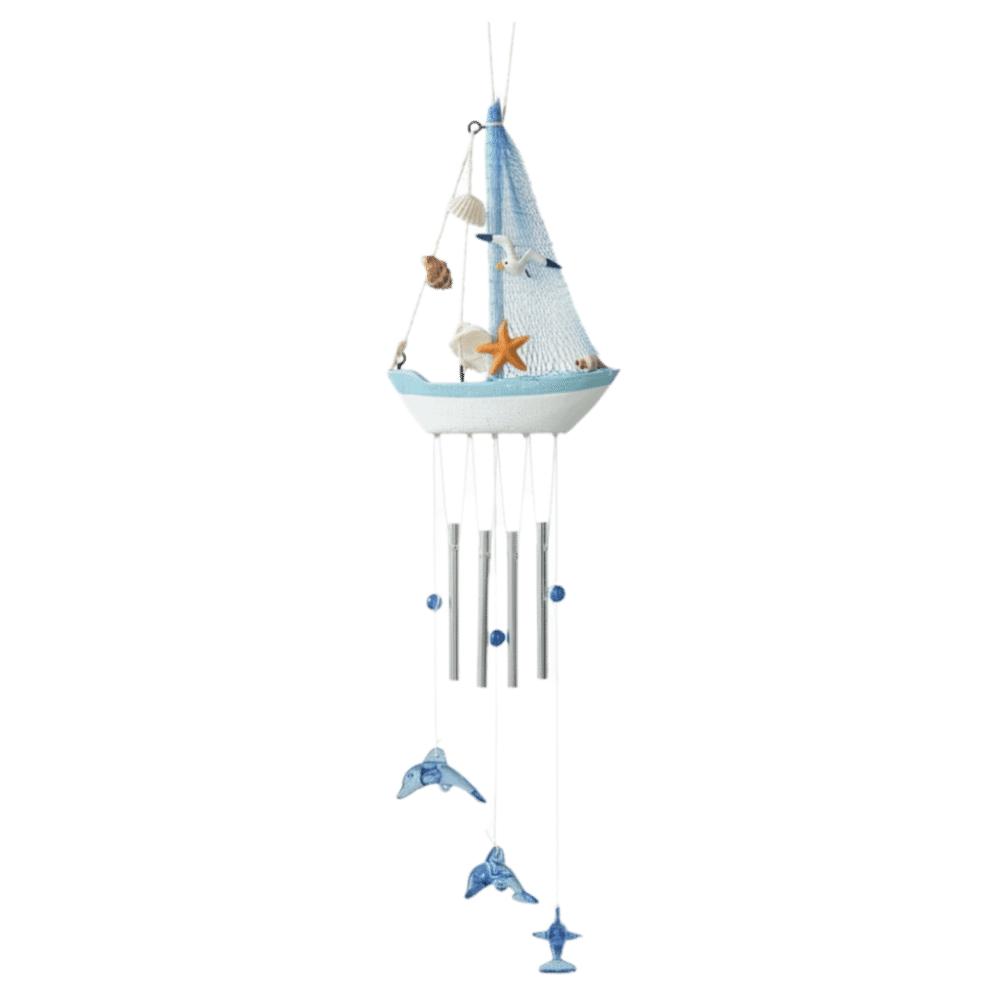 Shell Star Nautical Sailboat Wind Chime Tassel Hanging Ornaments Small Boats Models Home Decor