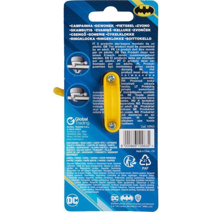 Sonnette Vélo Métal Enfant Batman Noir Jaune Superhéros Homme Chauvesouris
