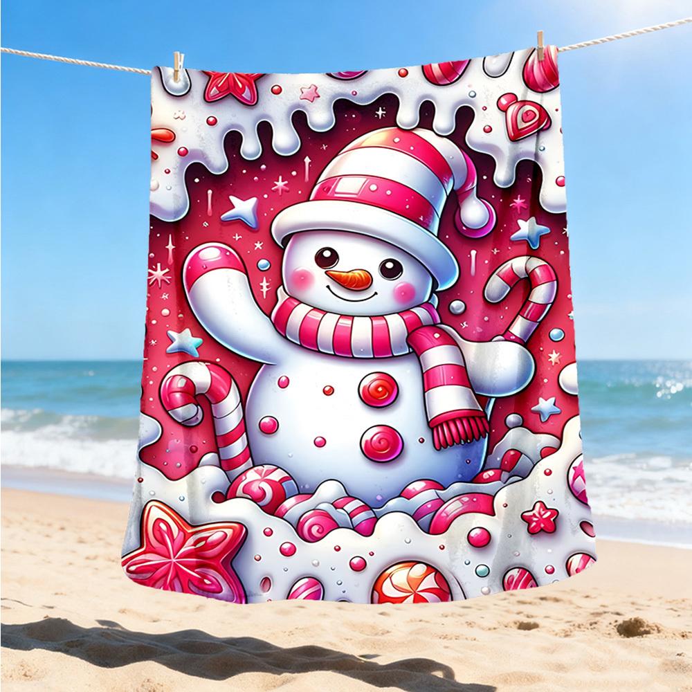 1pc Candyland Snowman Throw Blanket Polyester Fiber, Lightweight Flannel, Soft & Warm, All Season Use for Outdoor, Camping