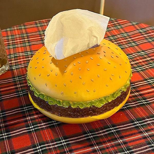 WTEMPO Creative Hamburger Shaped Tissue Box Retro Home Living Room Funny Table Decorative Ornament Tissue Holder