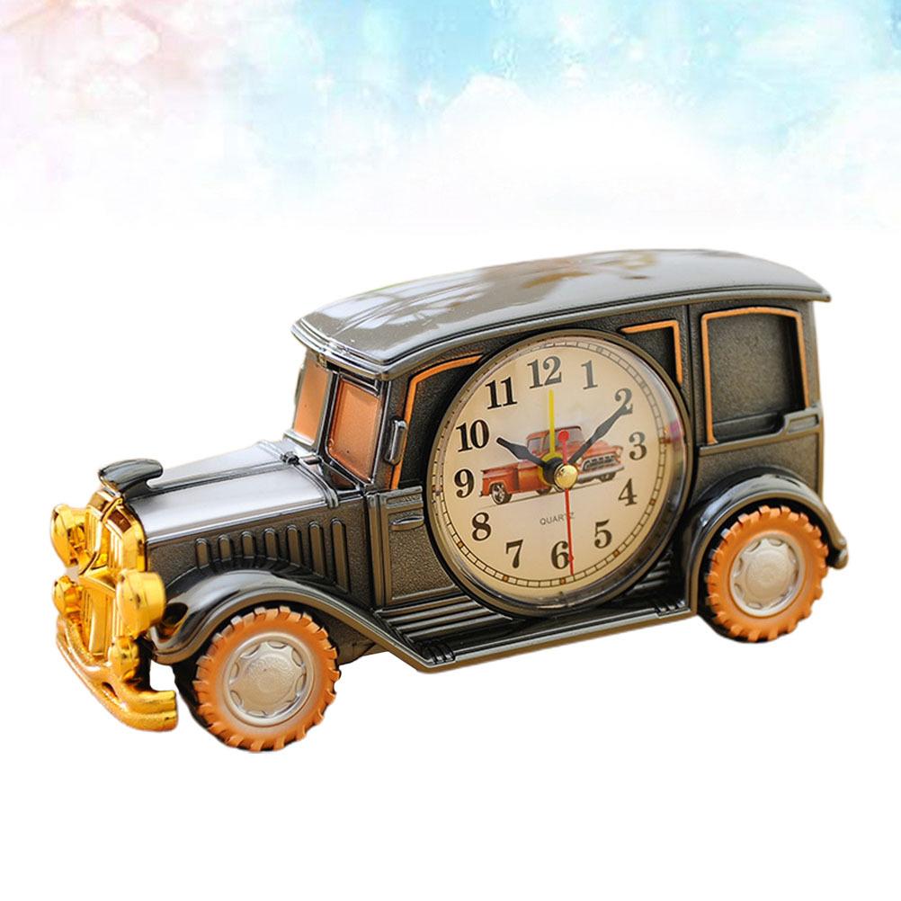 1Pcs Vintage Car Alarm Clock Creative Design Material Silent Precise Time Display Tabletop Room Decor Silver