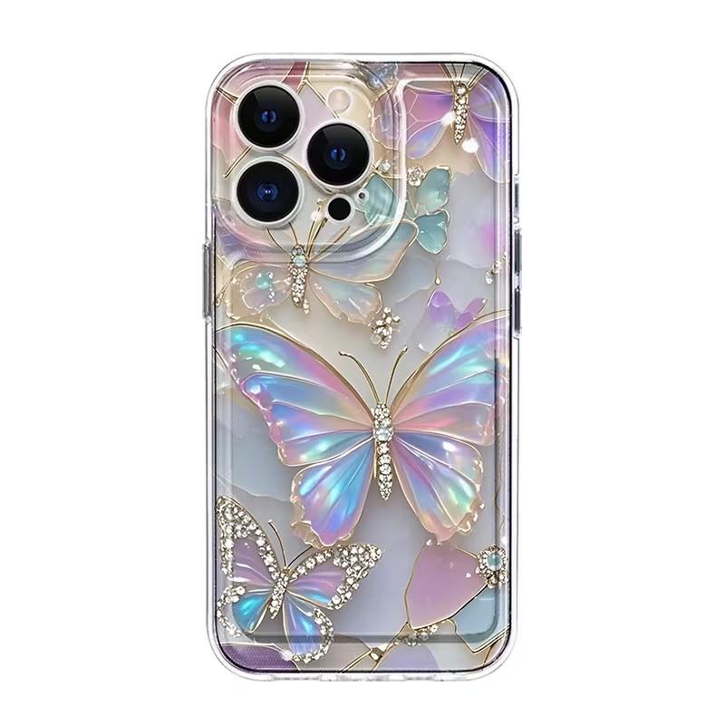 Dreamy Butterfly Pattern Clear Phone Case For iPhone 17 16 15 14 Pro Max 13 12 11 XS X XR 7 8 Plus 16e 17 Air Cute Soft Cover