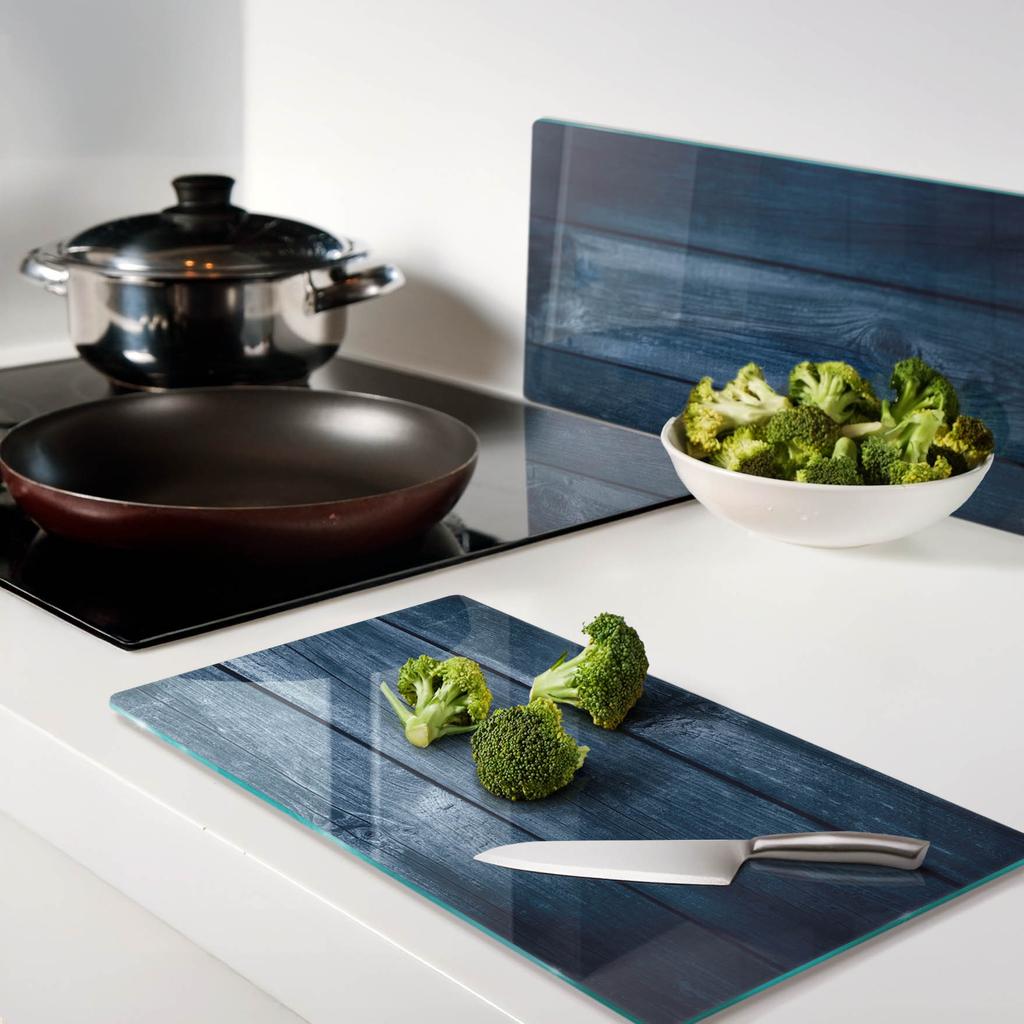 Tempered Glass Kitchen Splashbacks With Graphics Blue 2X30X52 Cm