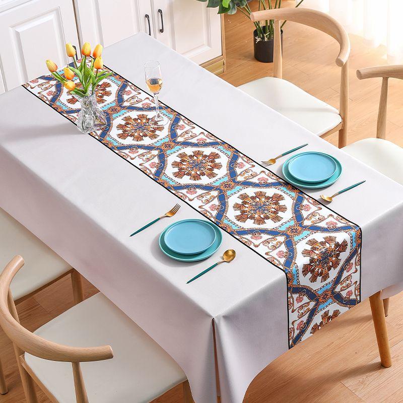 

Household Nordic Pvc Tablecloth Waterproof And Oil-Proof Leave-In Tablecloth Ethnic Style Dining Table Cloth Coffee Table Cloth 140*140cm