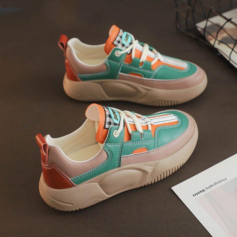 Bílé boty Dámské boty Nové jaro Univerzální boty Jarní a podzimní All-Match Platforma Ležérní Sportovní Skate boty