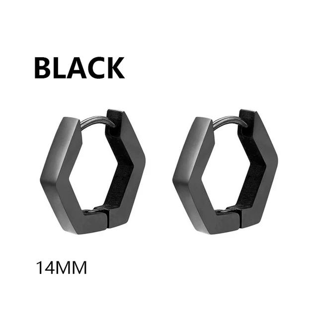 Fashion Black Hoops Earring for Men Geometric Rectangular Hexagon Triangle Pentagram Square Hoop Earring Women Jewelry