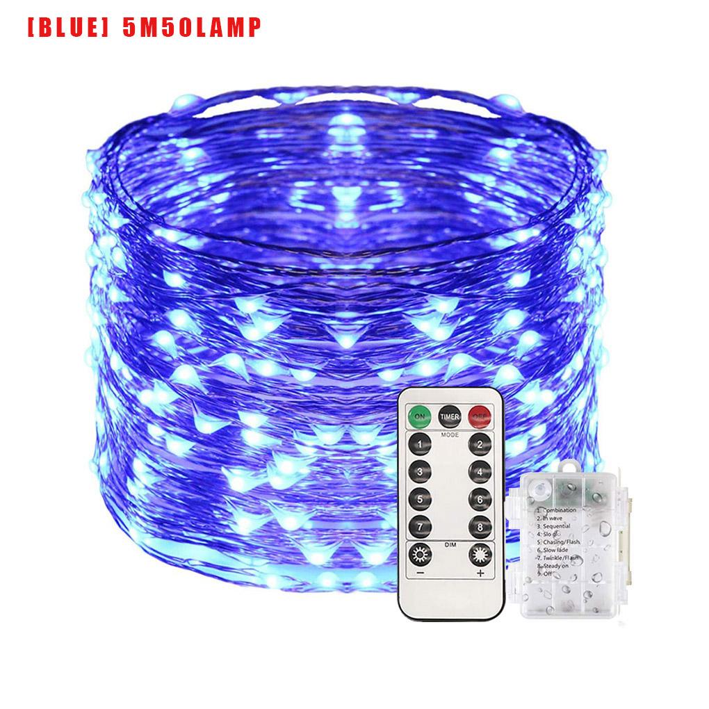 USB LED Home Office Garden Waterproof Remote Control Timer Lamp String 5m 50LEDs Blue