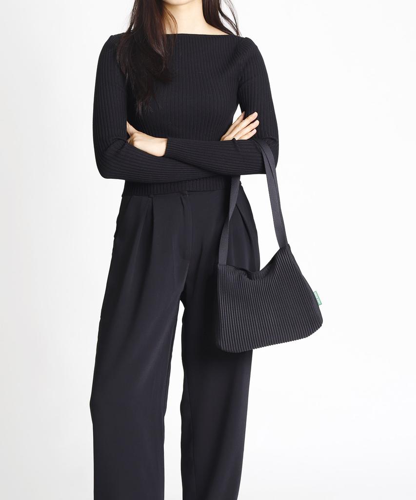 Green Stuff Boxy Shopper Bag 61 Pleated - Black Short S