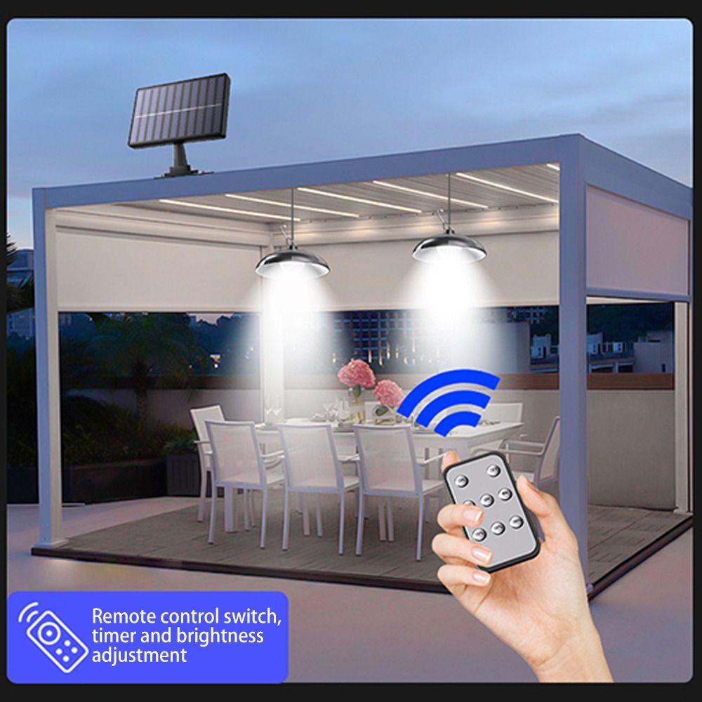 Easy Installation Single/Double Head Solar Pendant Light Remote Control Solar Powered Solar Panel Light Solar Chandelier Camping
