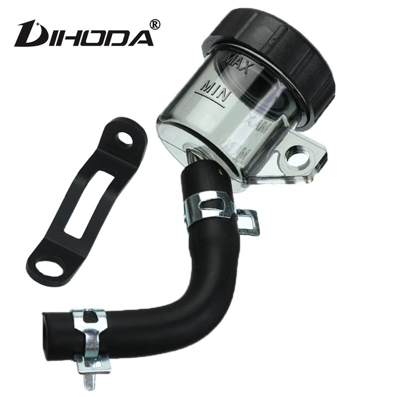 Universal Motorcycle Brake Fluid Reservoir Rear Master Cylinder Tank Oil Cup with Pipe Bracket For Honda Suzuki and Most