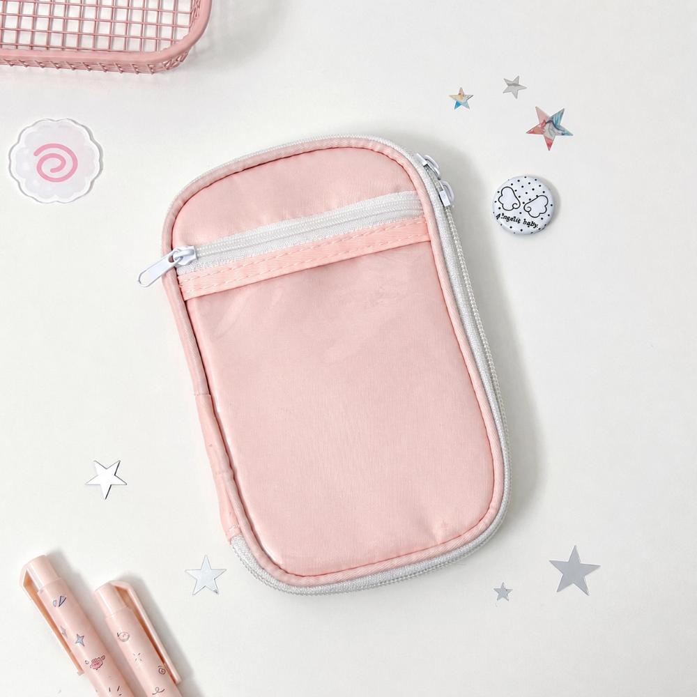 Multi-compartment Pencil Pouch Ultra-thin Stationery Bag Portable Pencil Case  School Supplies розовый