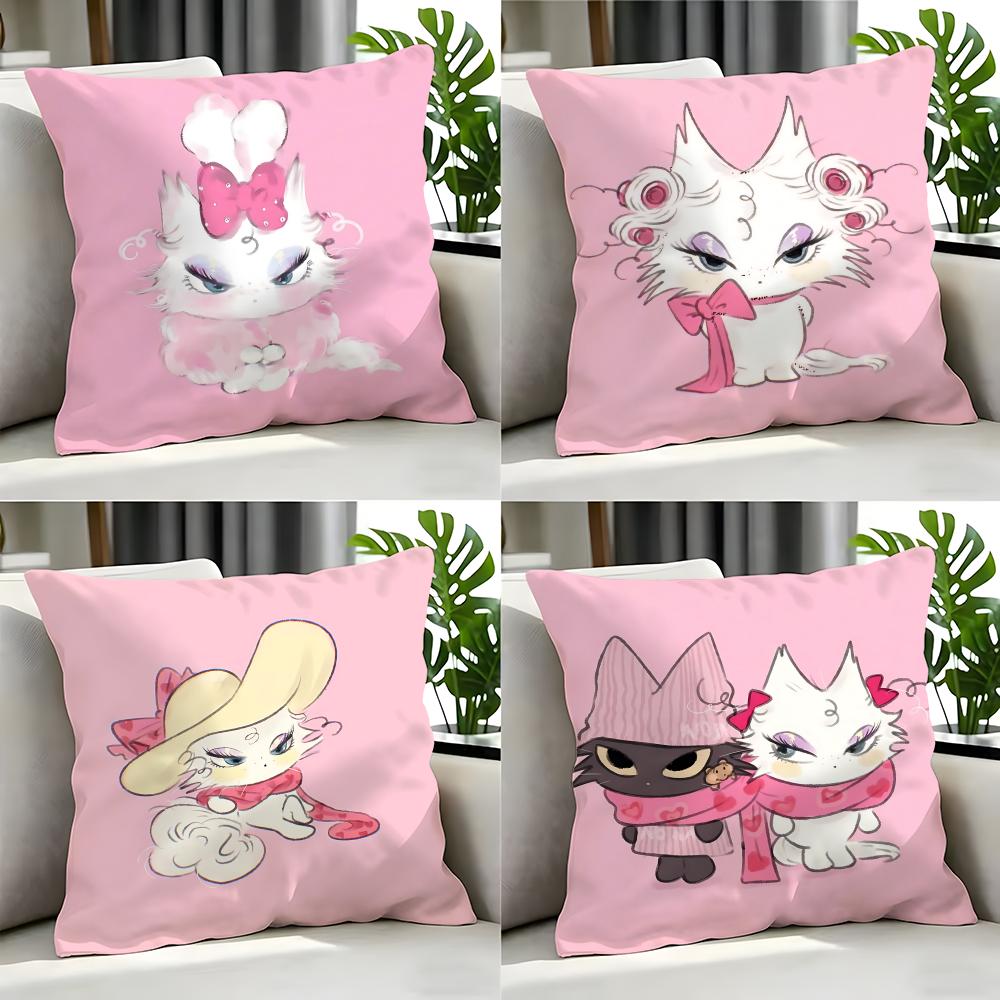 Cartoon PPink Kitten Cushion Cover Cushion Cover Set Pcs x x x Pillowcase Decorative Sofa Home Decor