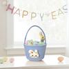 Easter Basket with Handle Bunny Gift Basket Cotton Thread Easter Gift Storage Basket Cute Bunny Basket for Girls Boys
