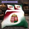 Hungary Football Pattern 3 Pieces Bedding Set Soft Microfiber Duvet Cover with Pillow Cases for Bedroom