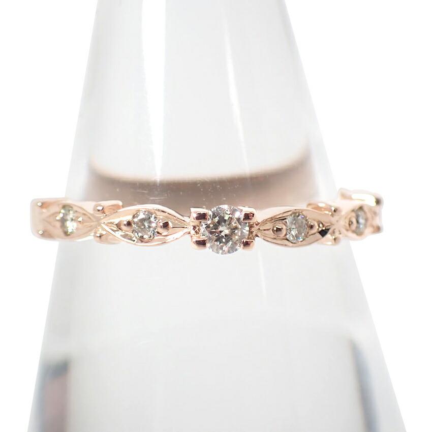 

[Used] K18PG diamond ring/No. 11/g463-79