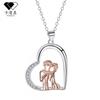 Rose Gold Heart Pendant Necklace Women - Fashion Casual Cross Chain Choker 41-50cm Adjustable Length