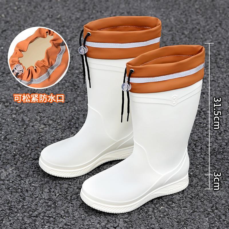 New PVC four-season medium tube rain shoes women's fashion waterproof shoes wear-resistant and non-slip water boots rain boots Japanese