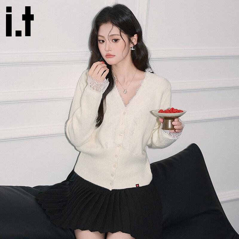 Women s Lace V-Neck Long Sleeve Knitted Cardigan One Size