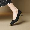 Fashion New Spring/Summer Split Leather Women Pumps Shoes for Women Fashion Leopard Print Metal Pointed Toe Loafers Shoes Women Ladies