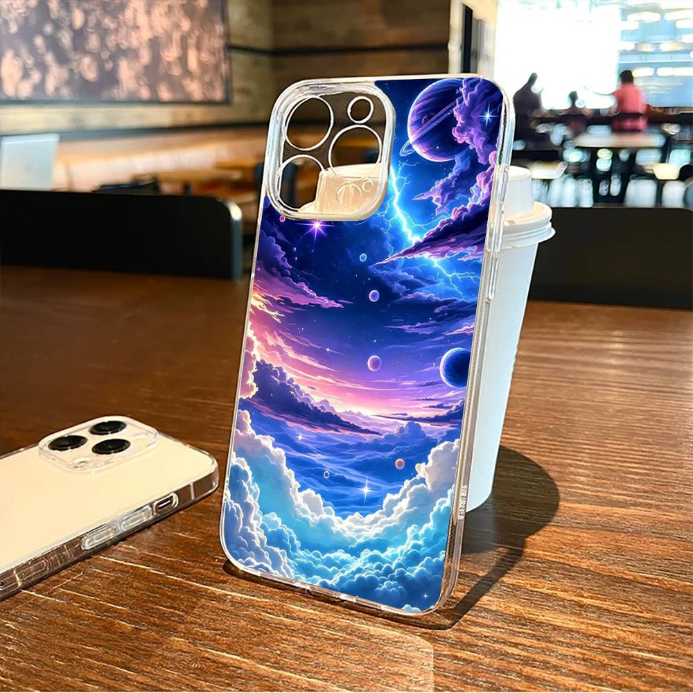 Traumhafter Galaxie-Print Handyhülle Für iPhone17,16,15,14,13,12,11 Plus,Pro Max Weiche Transparente Hülle