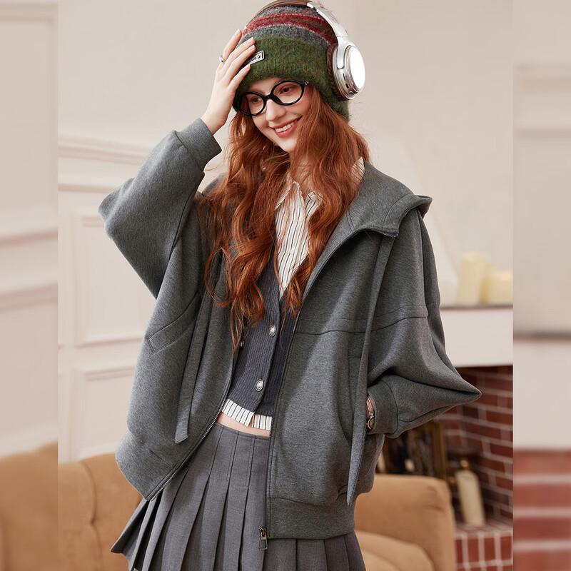 

Женская свободная вязаная куртка с капюшоном Bailuyu S