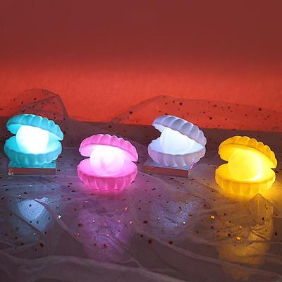 Mini Led Pearl Shell Night Lights for Baby Kids Children Bedroom Decorate Desk Lights Nursery Toy Lamp Christmas Gifts for New Year