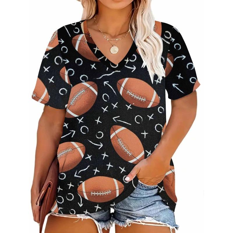 Summer Women 3D Print Plus Size T-shirt V-neck Short Sleeved Loose Casual Top Fashion Women T-shirt Street Wear