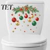 Christmas Theme Decor Sticker Ball Toilet Sticker, Removable Bathroom Wall Decoration Decal, Peel Stick Decal Waterproof Lid for Holiday Party Pattern