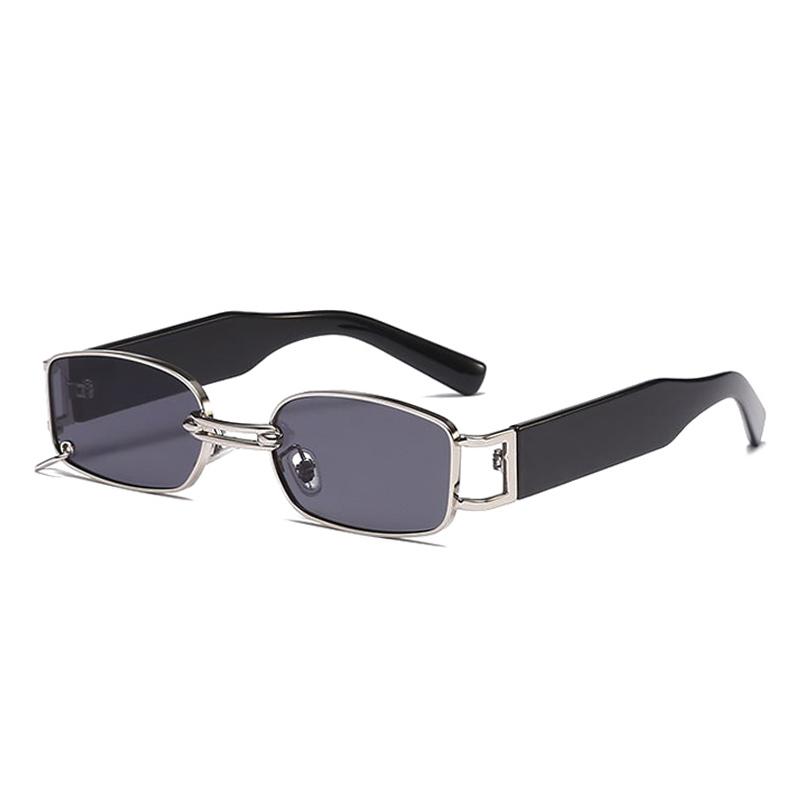 SHAUNA Ins Popular Fashion Small Rectangle Women Luxury Sunglasses Vintage Metal Ring Decoration Men Punk Sun Glasses UV400