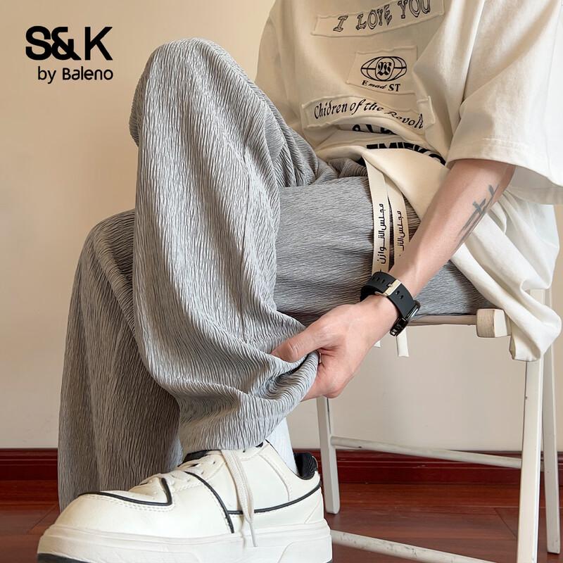 Baleno S&K Men's Textured Straight-Leg Casual Trousers