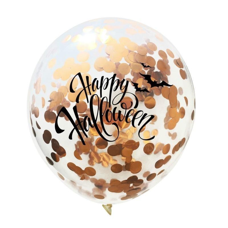 4pcs 12inch Halloween Transparent Champagne Confetti Latex Balloons Skull Witch Ghost Black Cat Halloween Scary Decors Supplies