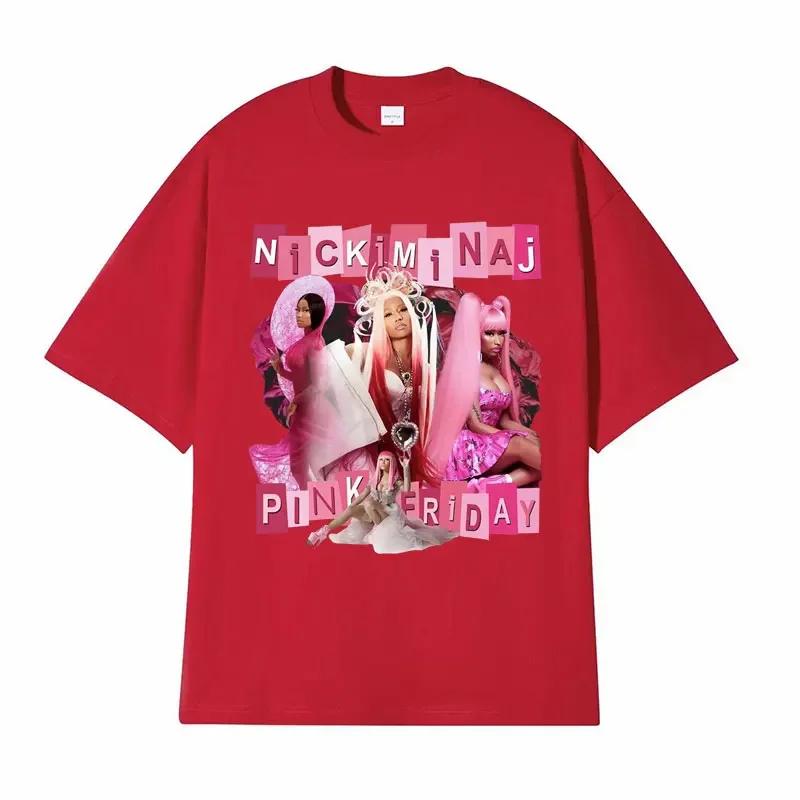 Hip Hop Queen Nicki Minaj Pink Friday Pattern Tshirt for Womens Aesthetic Fashion Tshirt Round Neck Tshirt