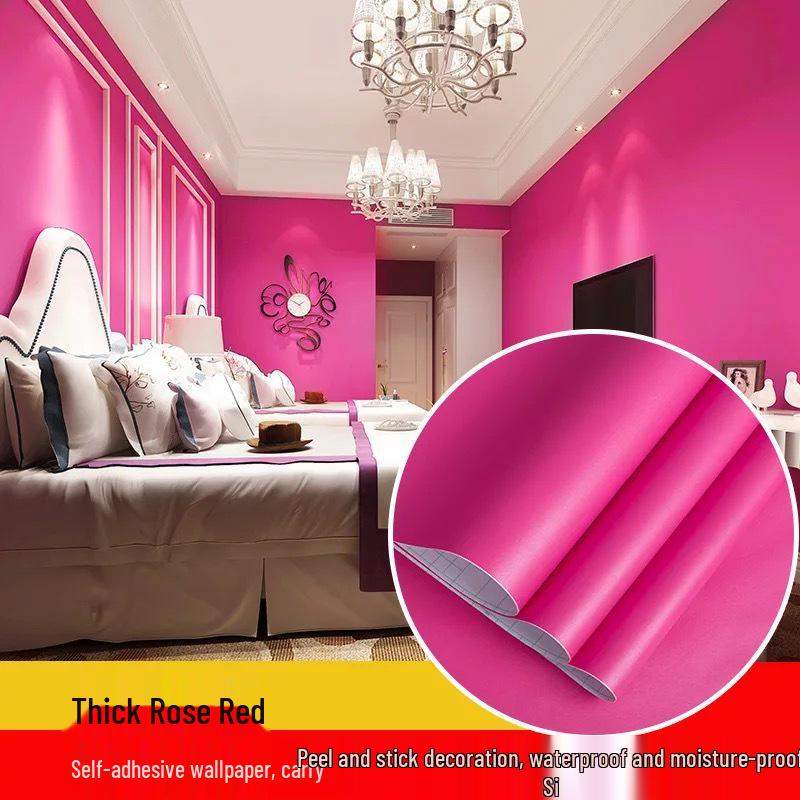 Self-Adhesive Waterproof PVC Wall Mural - Solid Color, Thickened Wallpaper/Sticker for Dorms (White/Black)