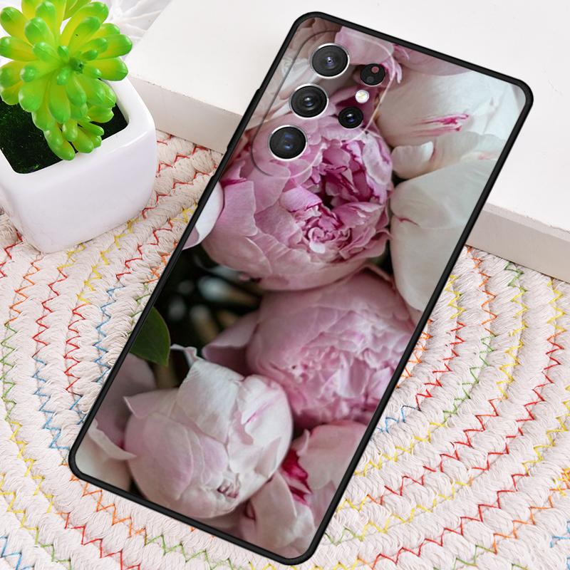 Peony Delicate Flower Silicone Phone Case For Samsung Galaxy note 10 pro S26 S25 S24 S23 S22 S21 Plus S25Ultra Capa Cover