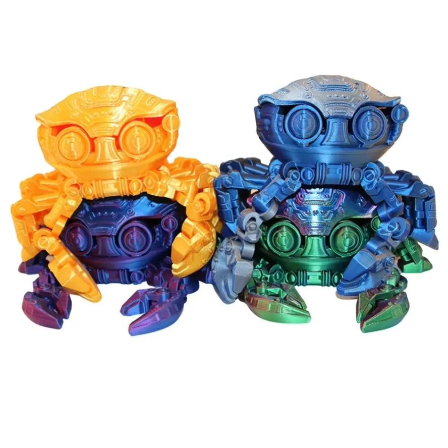 14CM 3D Printed Mechanical Crab Model Movable Joints Novelty Desk Decor Anti Stress Toy Miniature Collectible Birthday Gift
