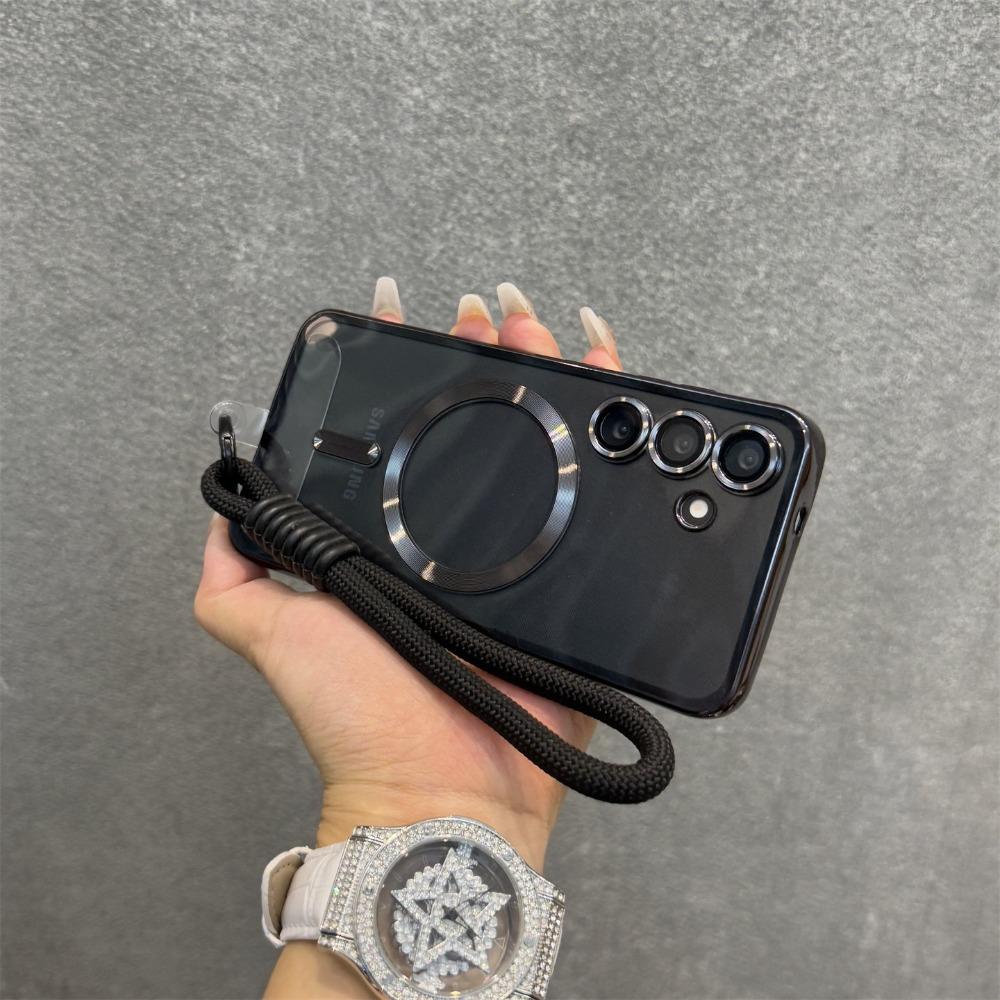 Plating for Lanyard Case for Samsung Galaxy S2 S26 Ultra S24 FE S23 S22 Plus S21 Wrist Strap Camera Protector TPU Cover