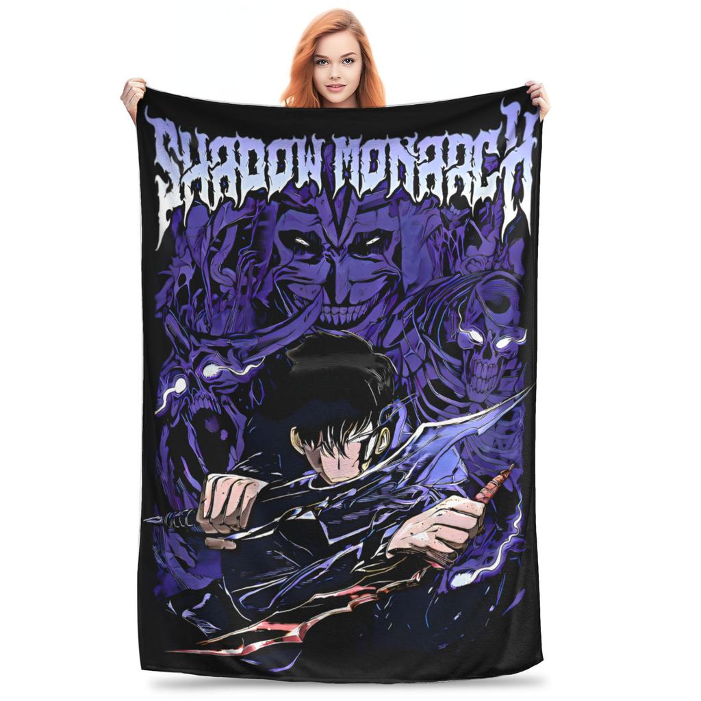 Solo Leveling Sung Jinwoo Plush Blanket Anime  Custom Throw Blanket for Bed Sofa Couch 125*100cm Bedspread