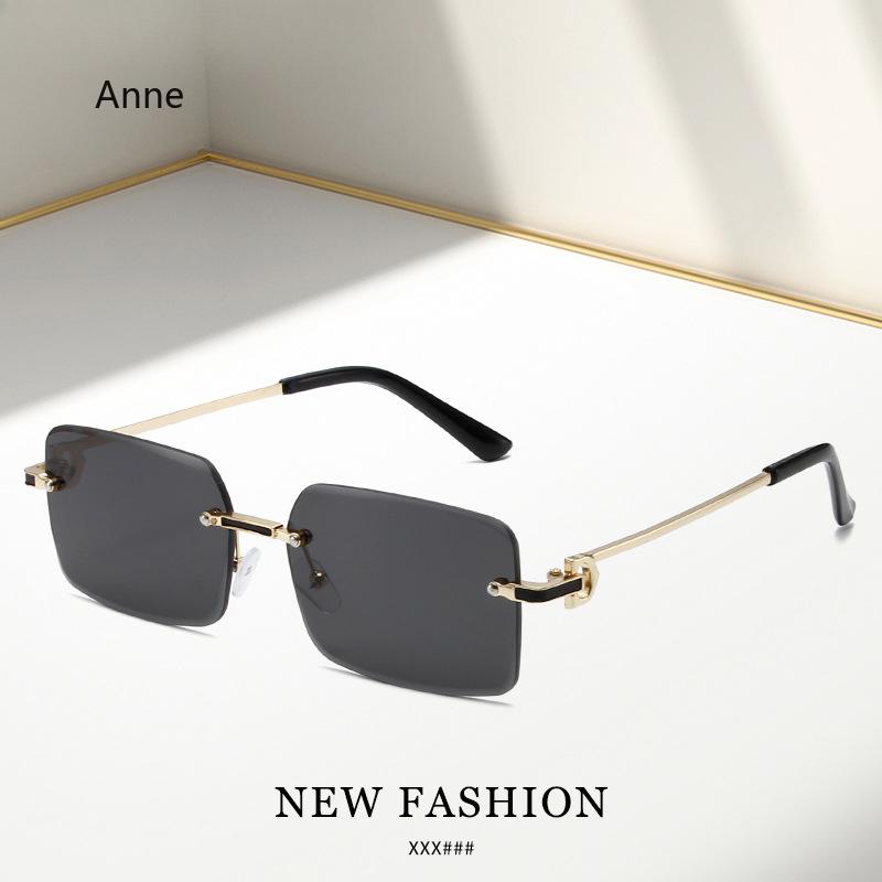 Vintage Square Rimless Sunglasses Women Luxury Designer Popular Small Rectangle Gradient Sun Glasses Fashion Shades