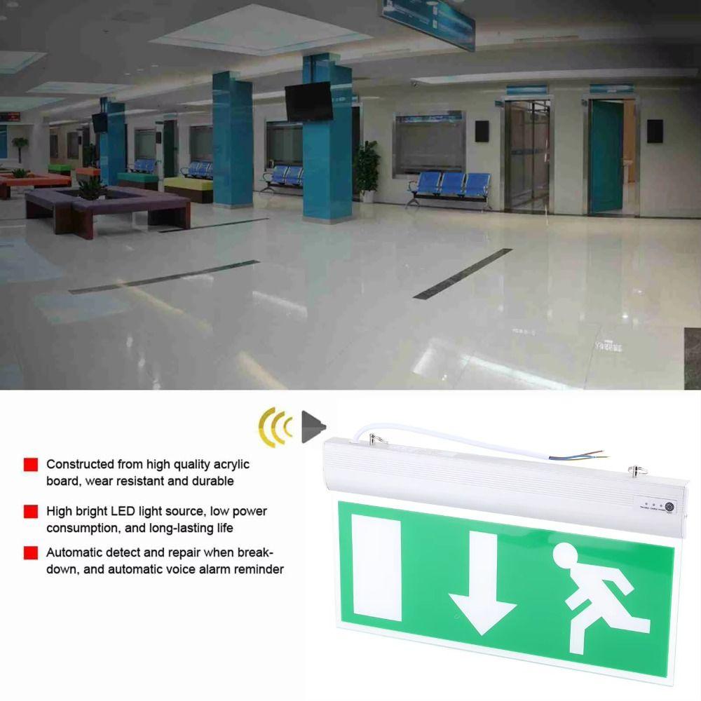 110-240V Commercial LED Emergency Sign Lamp Green Bulb Safety Security Light Exit Sign Left Right Neon Light Mall