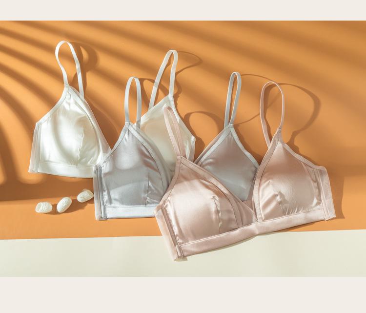 Breathable French Triangle Cup Mulberry Silk Underwear for Women - Satin Thin Section for Small Chest