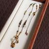 Tiger Eye Teardrop Beaded Necklace - Ethnic Style Retro Sweater Chain, Light Luxury High-End Accessory