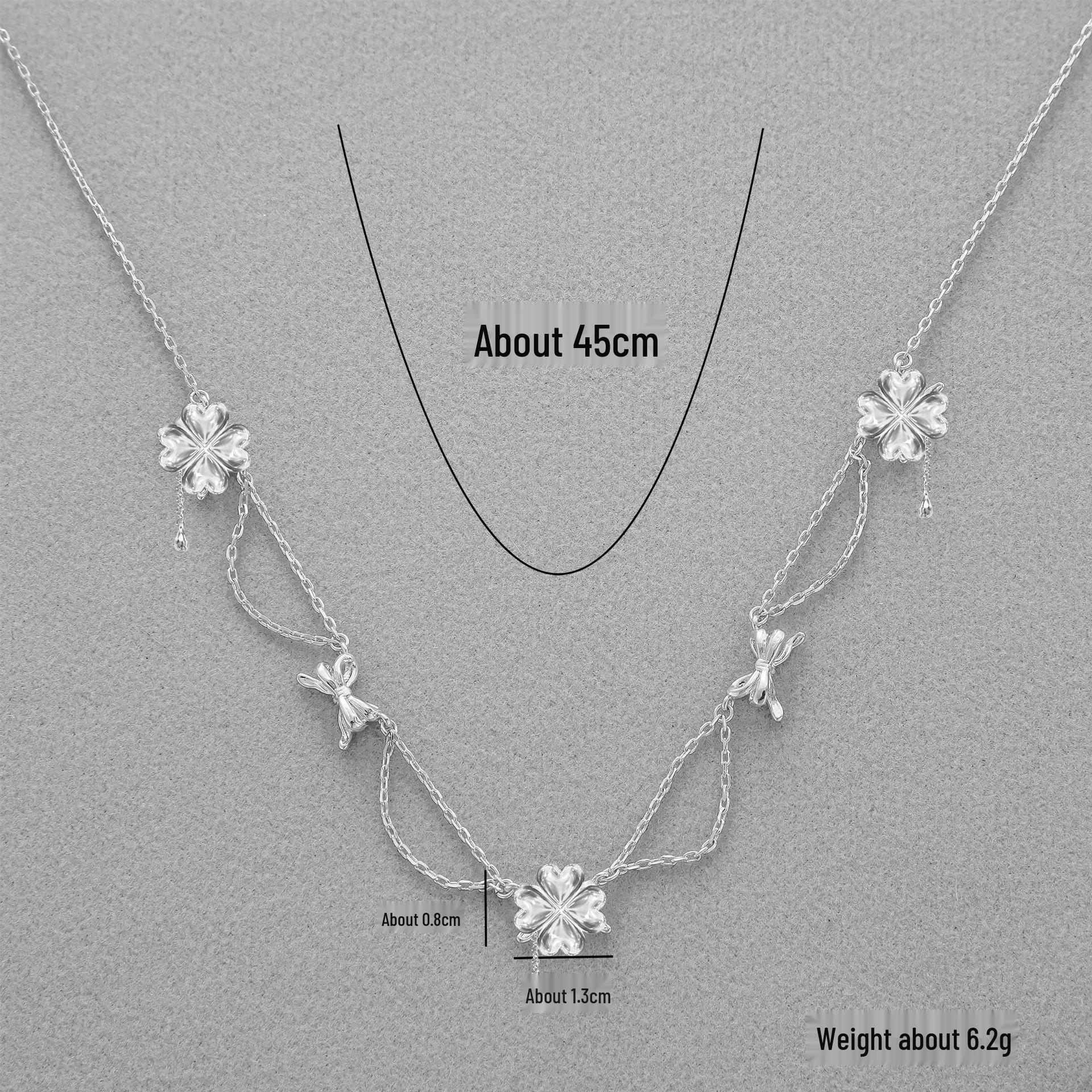

KS Series Valentine s Day Love Small Bow Necklace - Double Layer Clavicle Chain