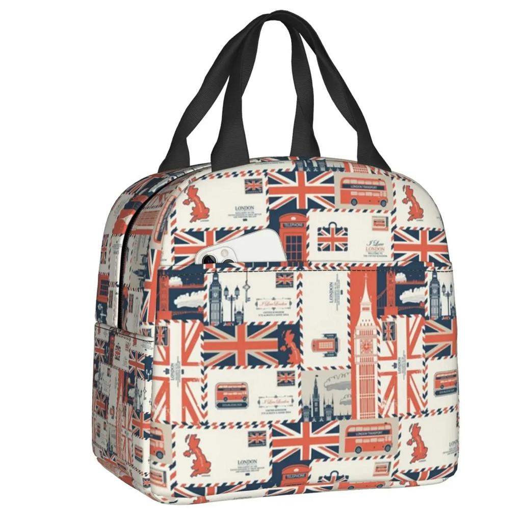 Lunchbox für Damen mit britischer Flagge und britischem Symbol, wasserdicht, Thermo-Kühltasche für Lebensmittel, isoliert, für die Schule, Picknick-Tragetaschen