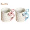 Ceramic Coffee Mug Elegant Tea Cup for Women Festive Bow Drinking Mug with Ribbon Handle Hot Cold Drinking Mug Gifts for Valentine's Birthday